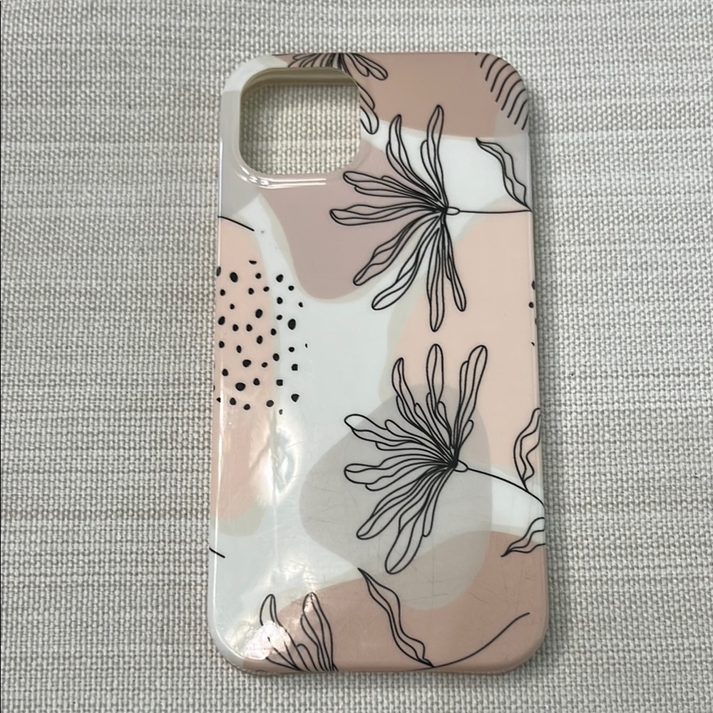 Apple iphone 13 Floral Pattern Phone Case - Pink and White